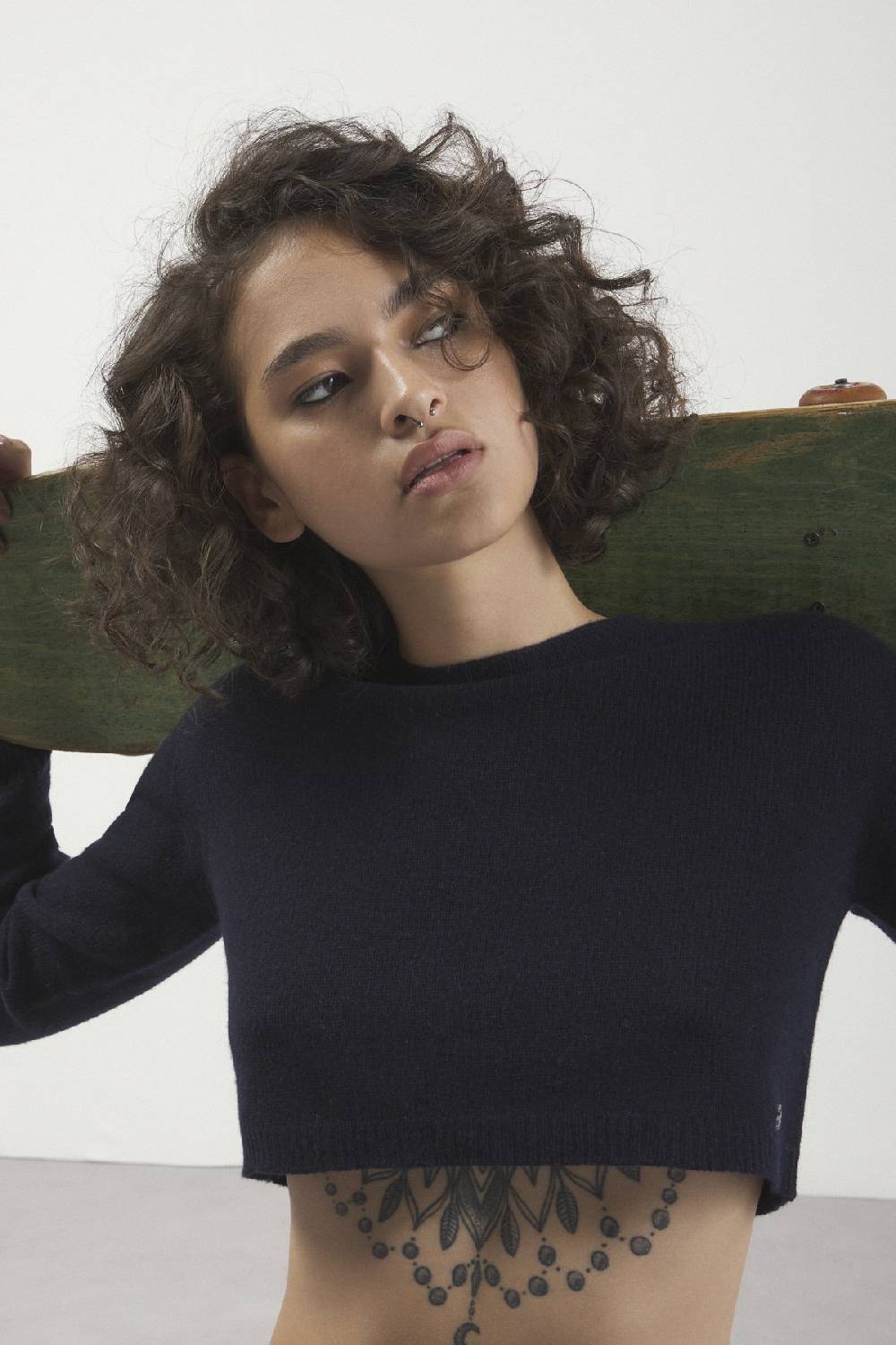 ottod'Ame Cashmire blend cropped sweater Fino al 55% di sconto