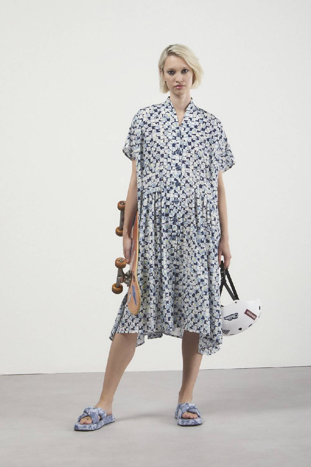 ottod'Ame Printed dress with pleated skirt Qualità Garantita