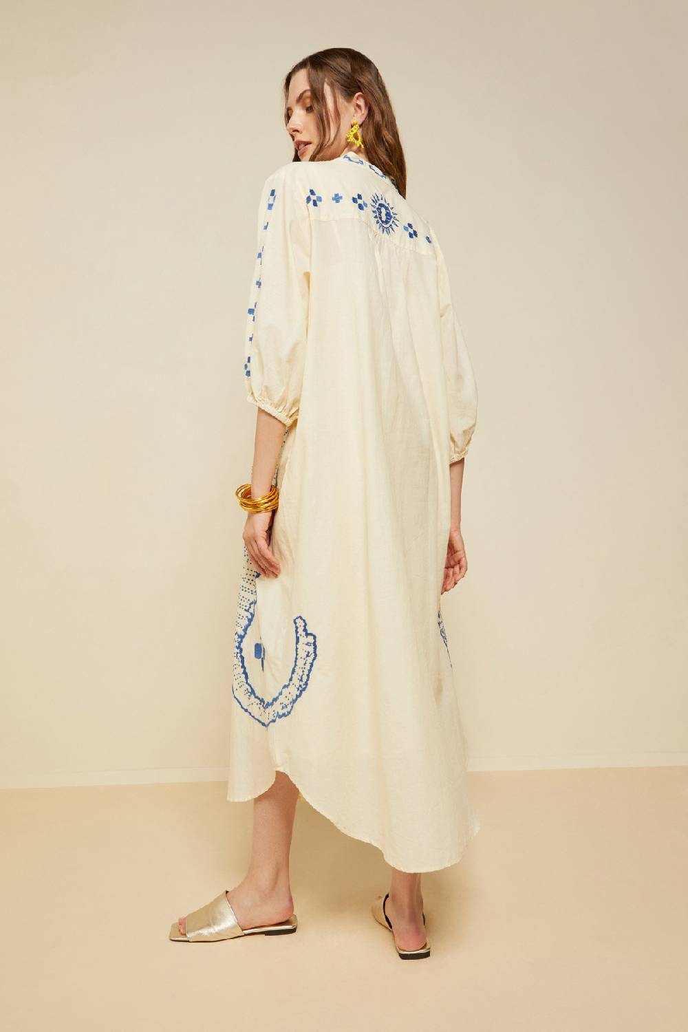 ottod'Ame Cotton kaftan long dress with embroidery Offerte stagionali