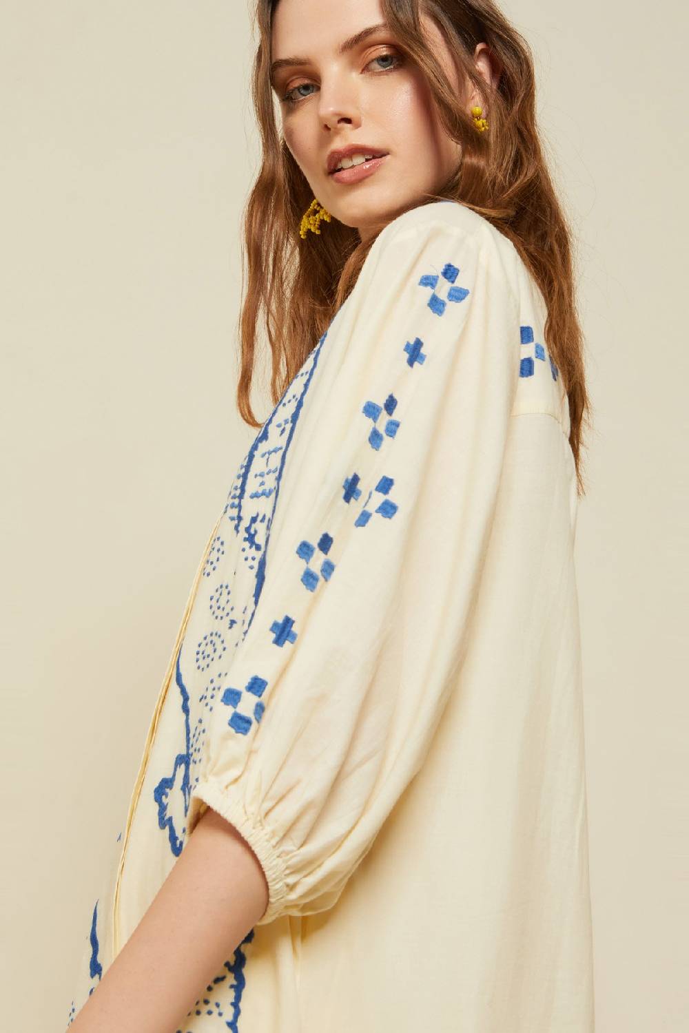 ottod'Ame Cotton kaftan long dress with embroidery Offerte stagionali