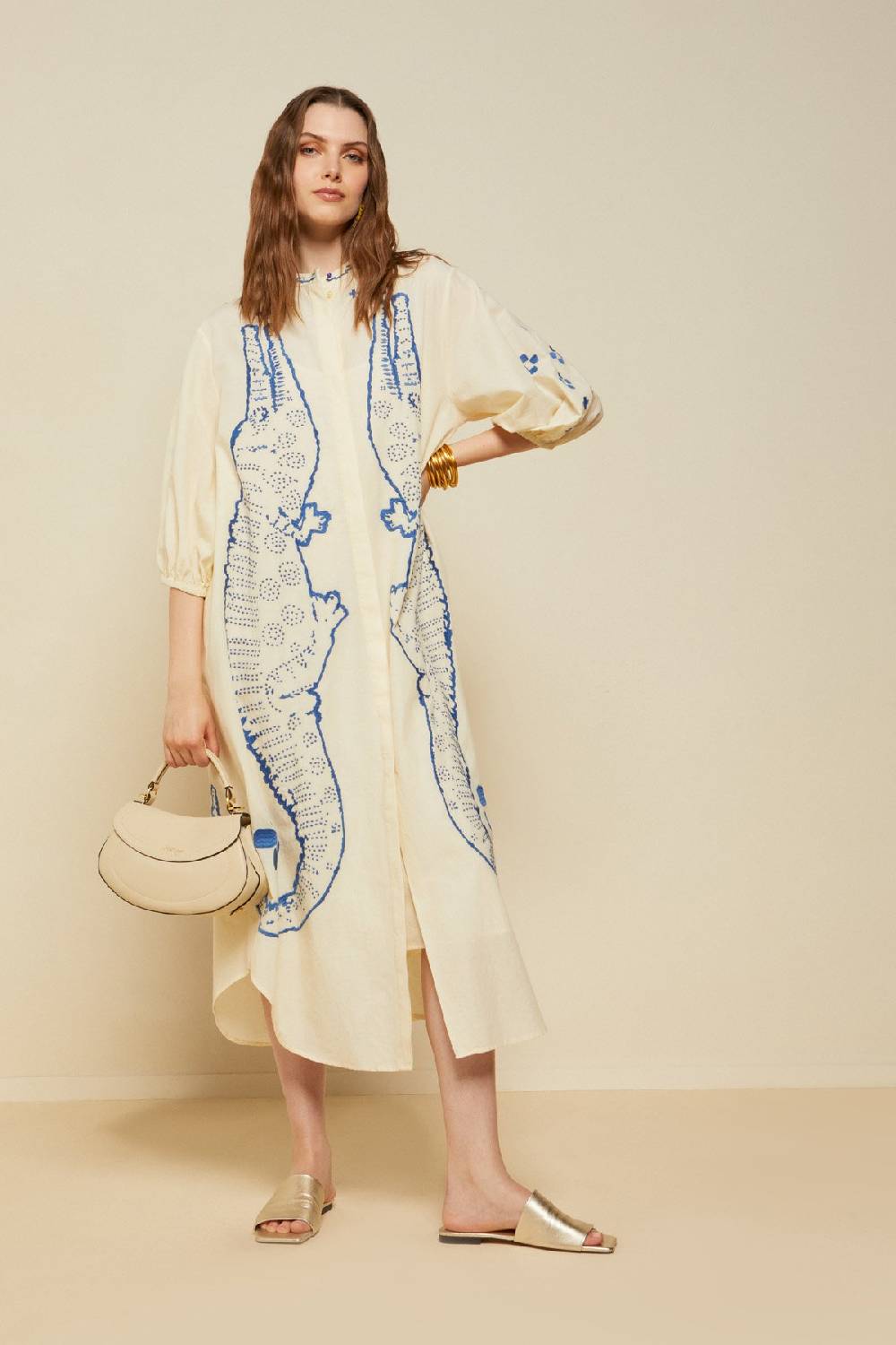 ottod'Ame Cotton kaftan long dress with embroidery Offerte stagionali