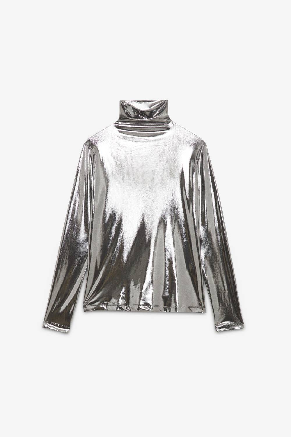 ottod'Ame Stretch turtleneck t-shirt with vinyl effect Super Saving Price