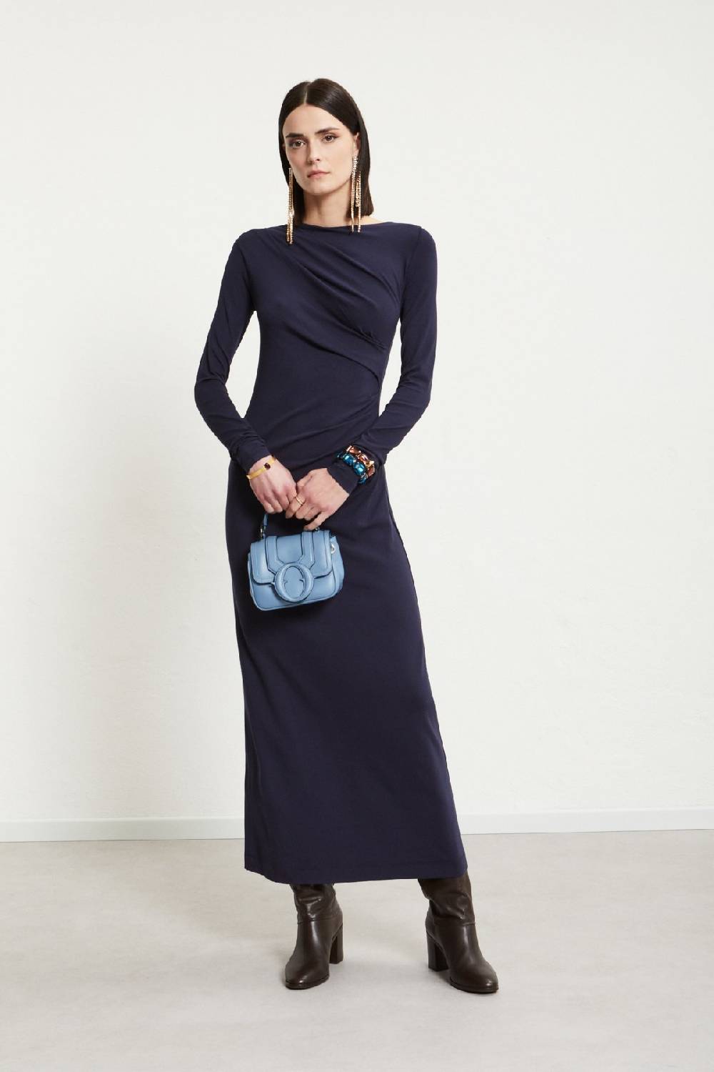 ottod'Ame Viscose long dress with pleats