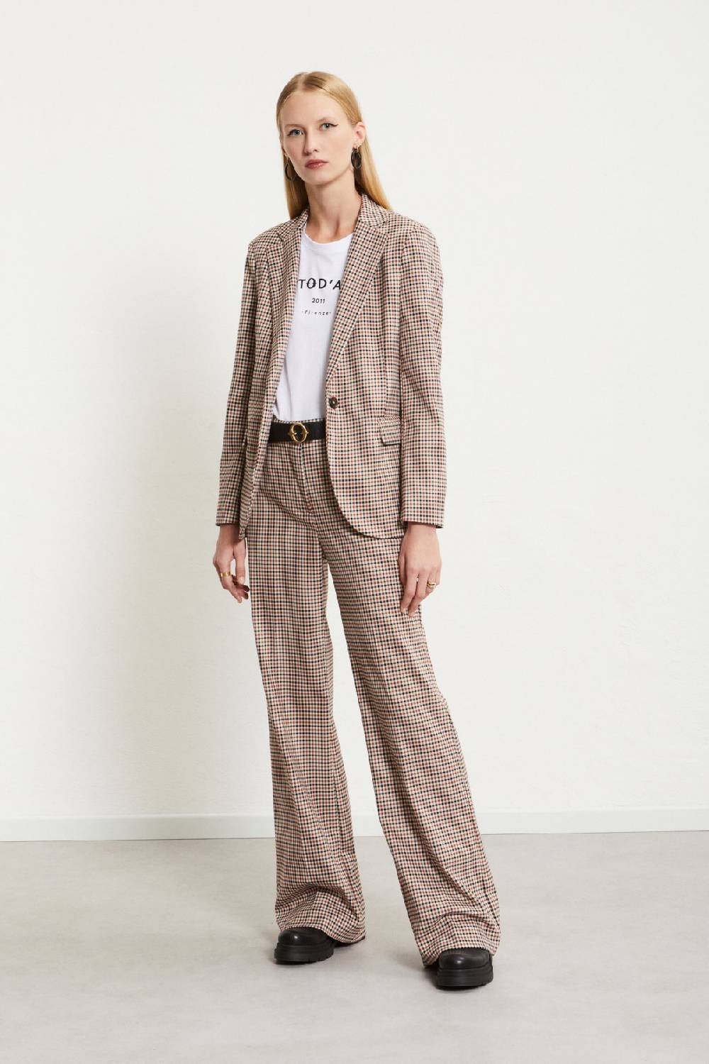 ottod'Ame Printed check straight trousers