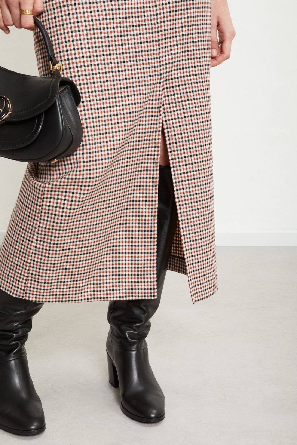 ottod'Ame Printed check long skirt Sostegno trimestrale