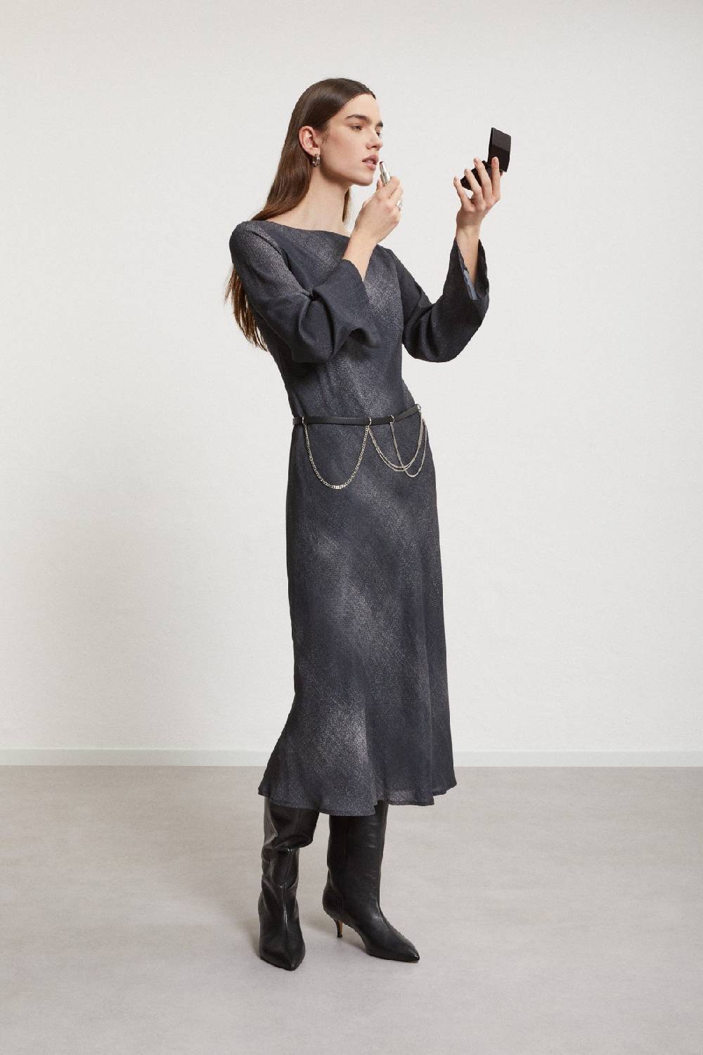 ottod'Ame Viscose midi dress with wide sleeve Officina