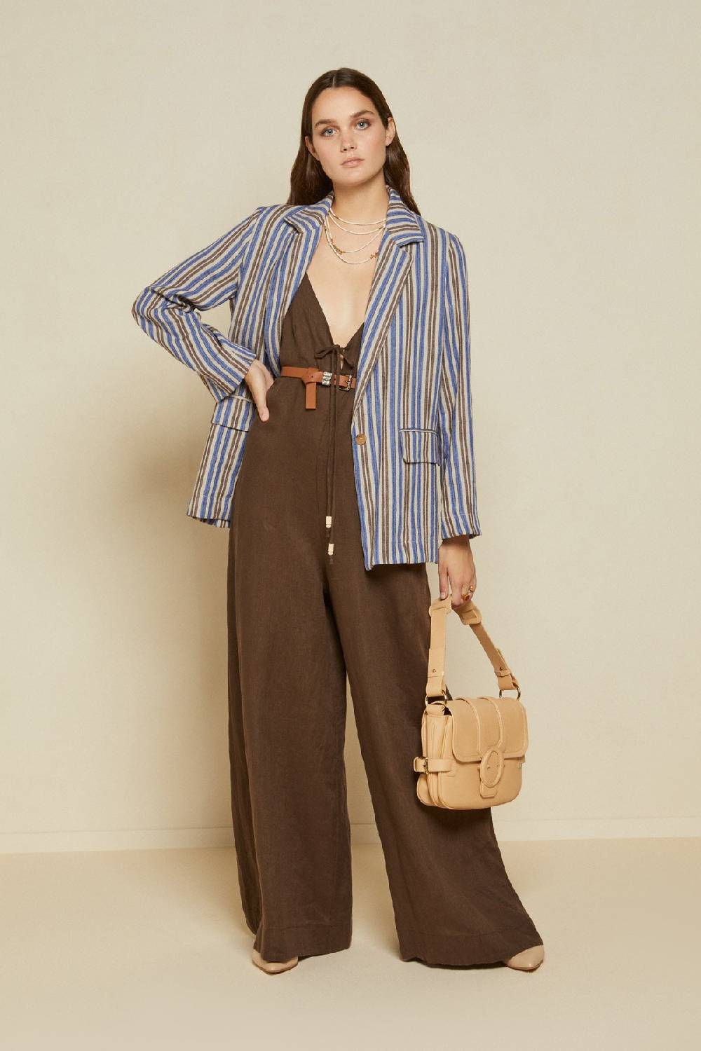 ottod'Ame Linen jumpsuit with lace