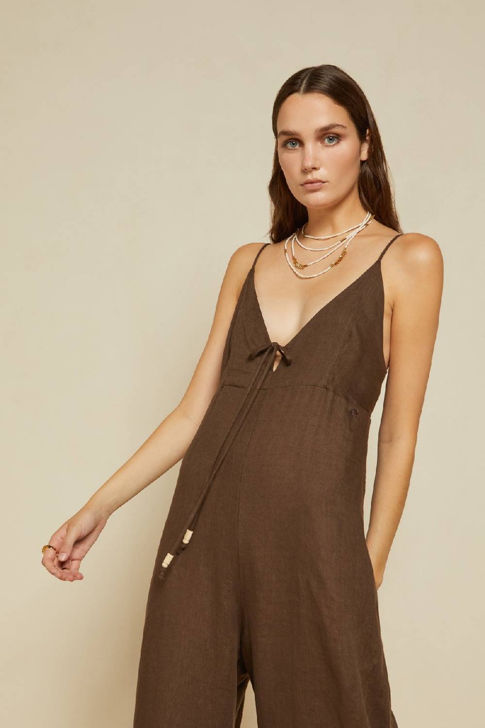 ottod'Ame Linen jumpsuit with lace Fino Al -60%