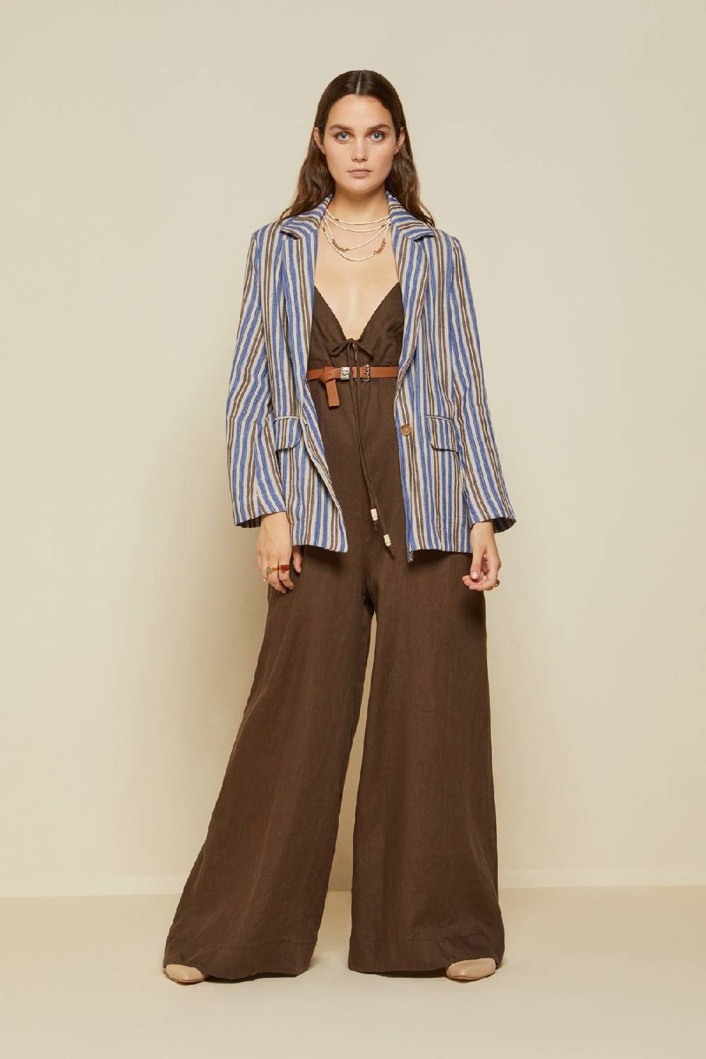 ottod'Ame Linen jumpsuit with lace Fino Al -60%