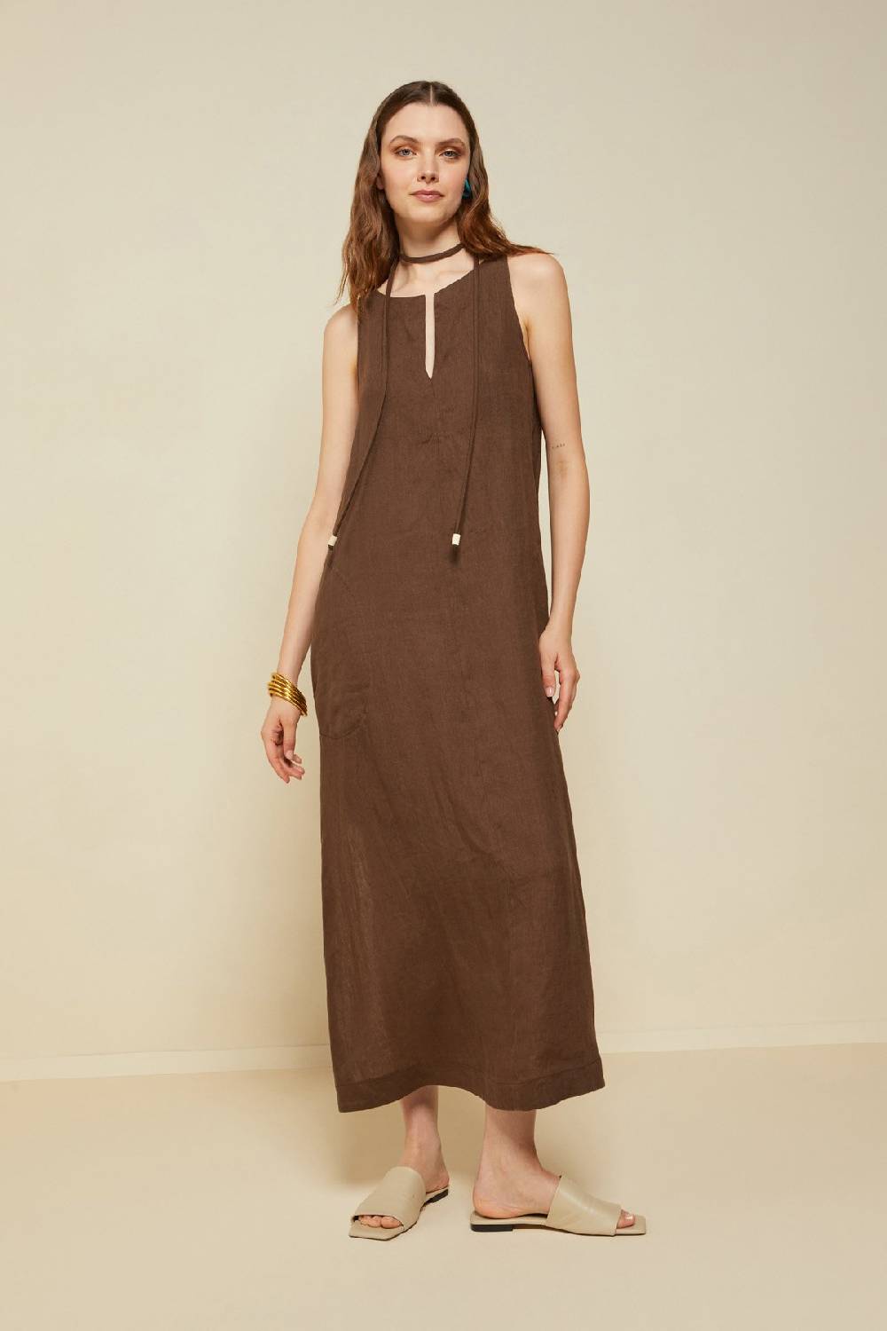 ottod'Ame Linen long dress with belt