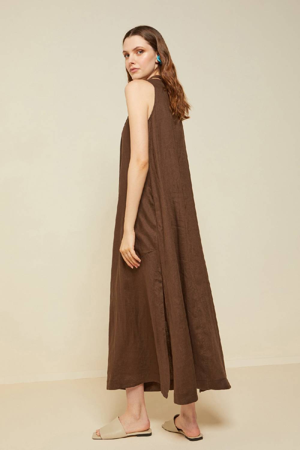 ottod'Ame Linen long dress with belt Shopping Online
