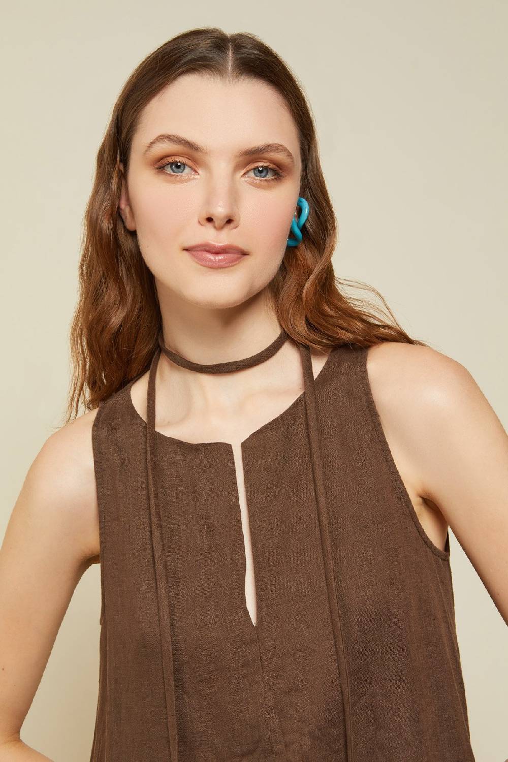 ottod'Ame Linen long dress with belt Shopping Online