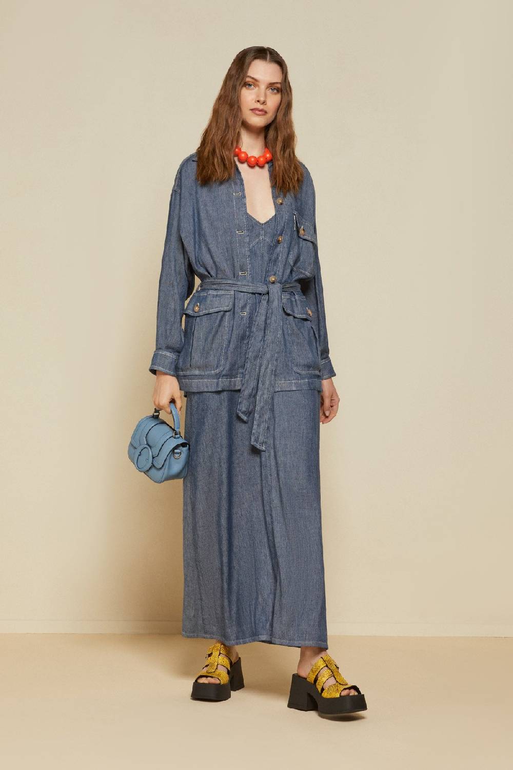 ottod'Ame Linen blend long dress Sconto