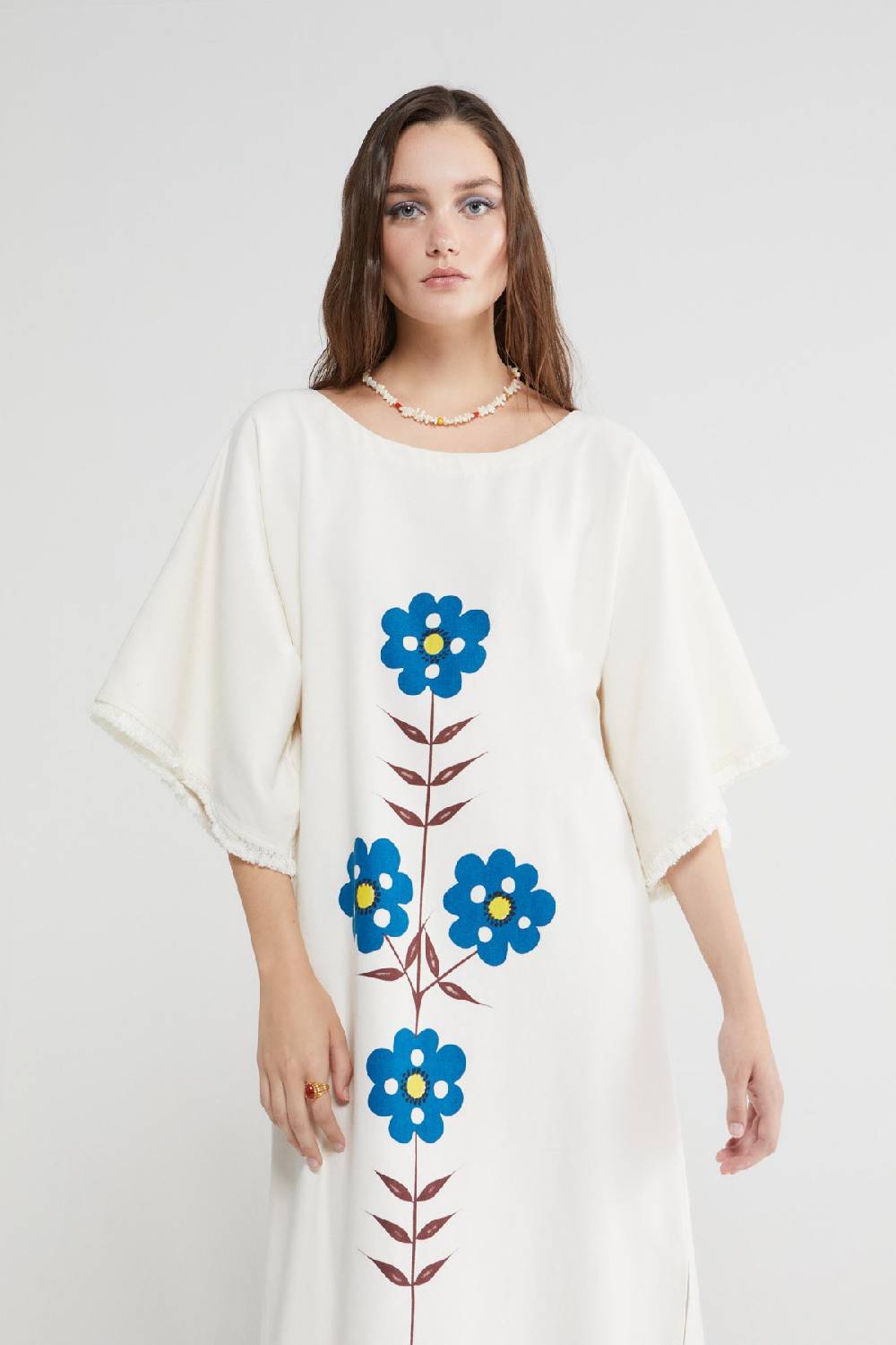 ottod'Ame Cotton kaftan long dress with embroideries Vendita calda