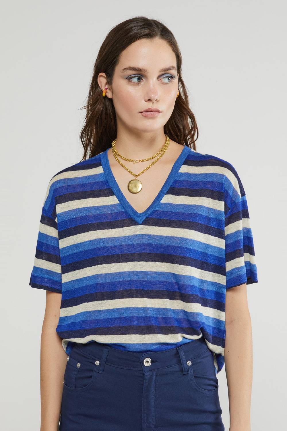 ottod'Ame Linen sweater with V neckline Grandi sconti