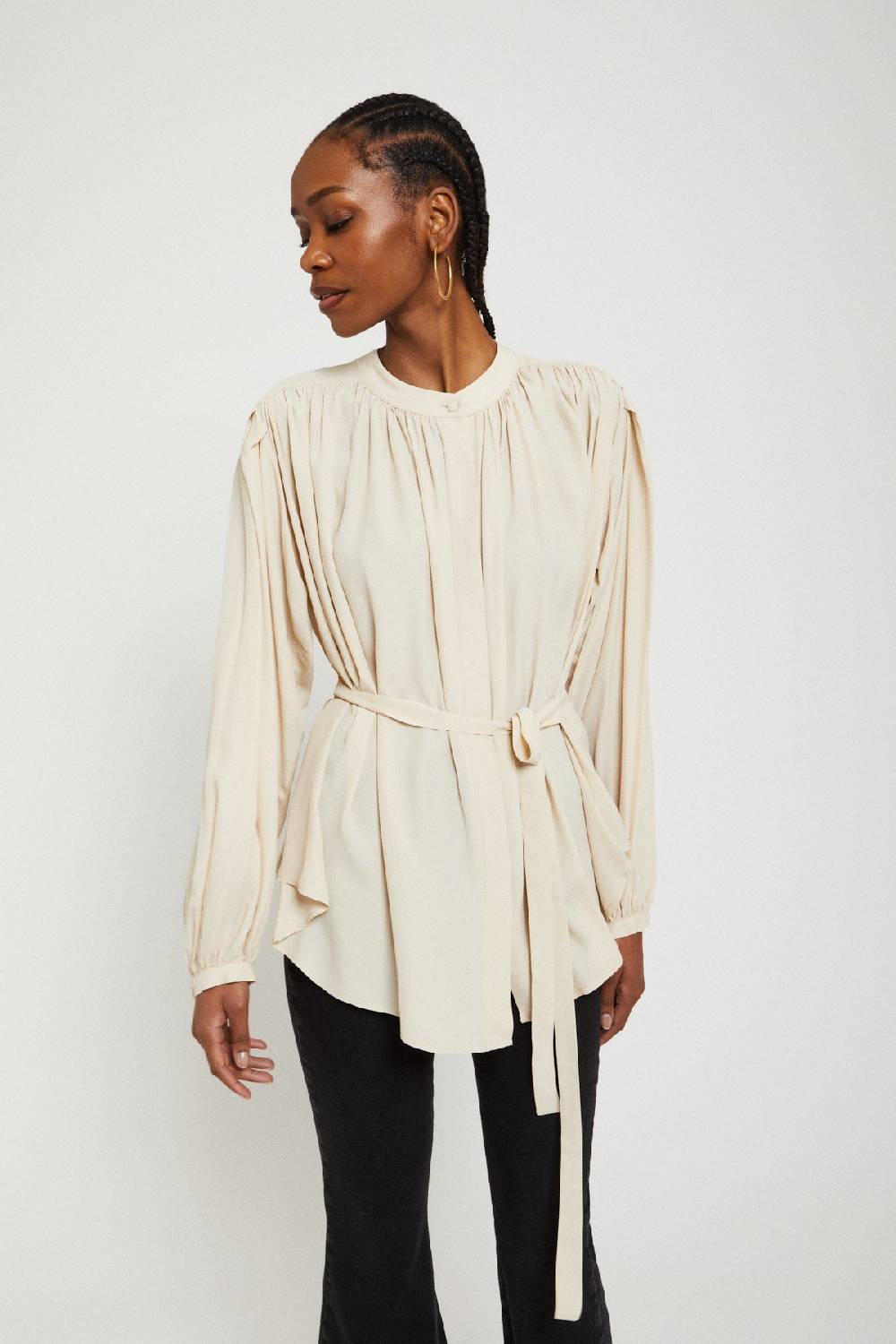 ottod'Ame Silk-blend draped blouse Offerte speciali