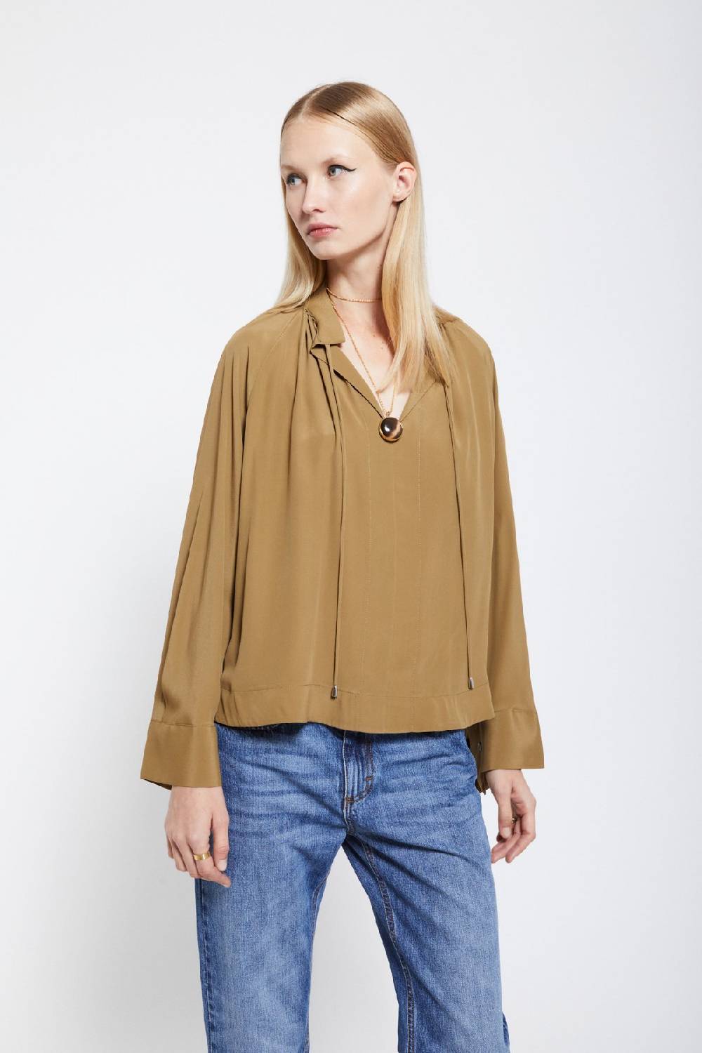 ottod'Ame Silk-blend blouse with drawstring Offerta settimanale