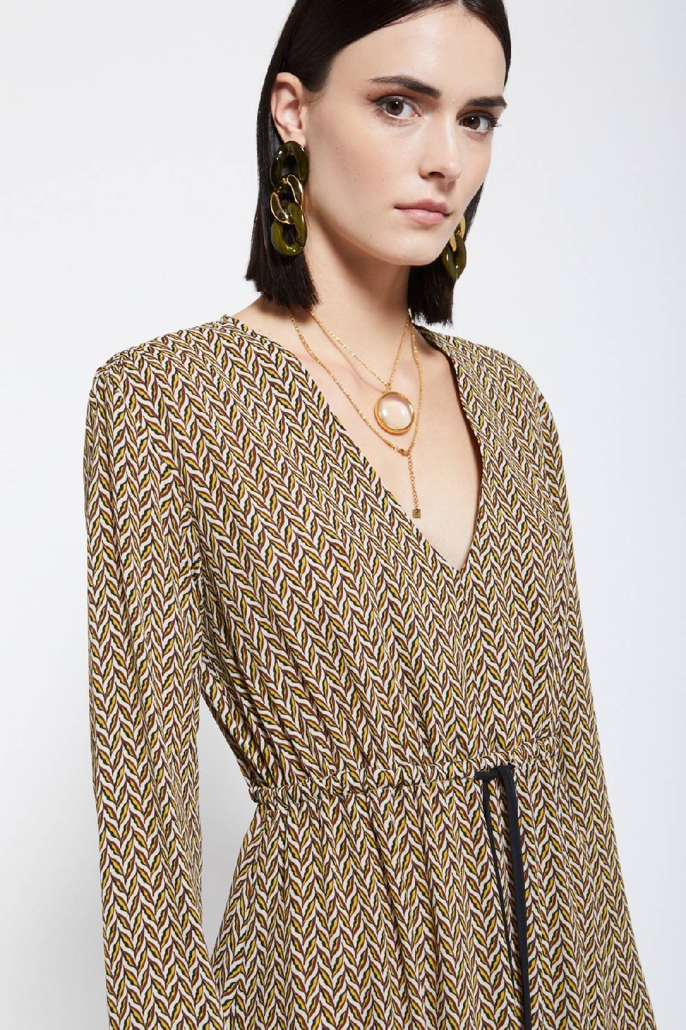 ottod'Ame Viscose midi dress with drawstring Rilascio limitato