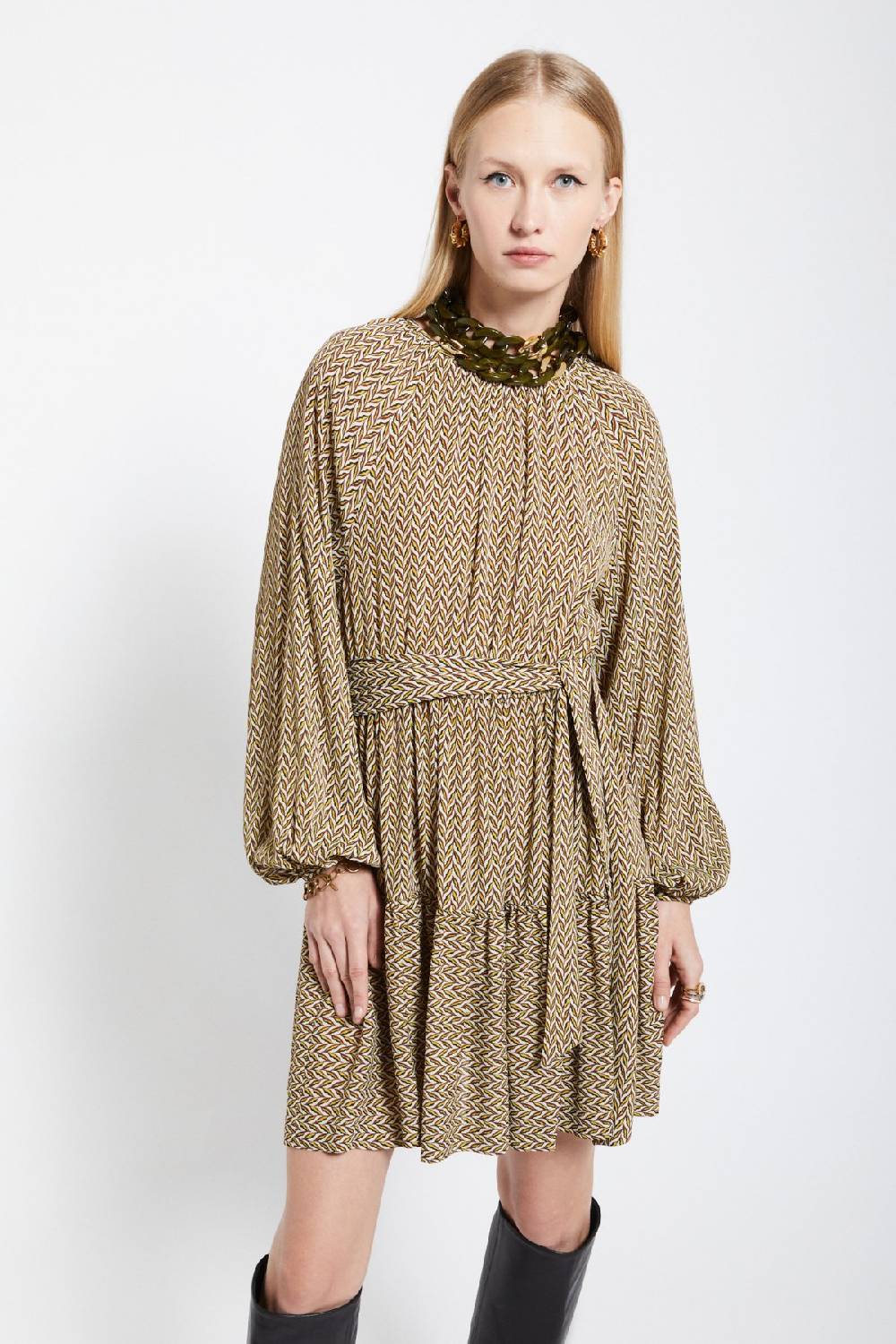 ottod'Ame Viscose short dress with sash Latest stili