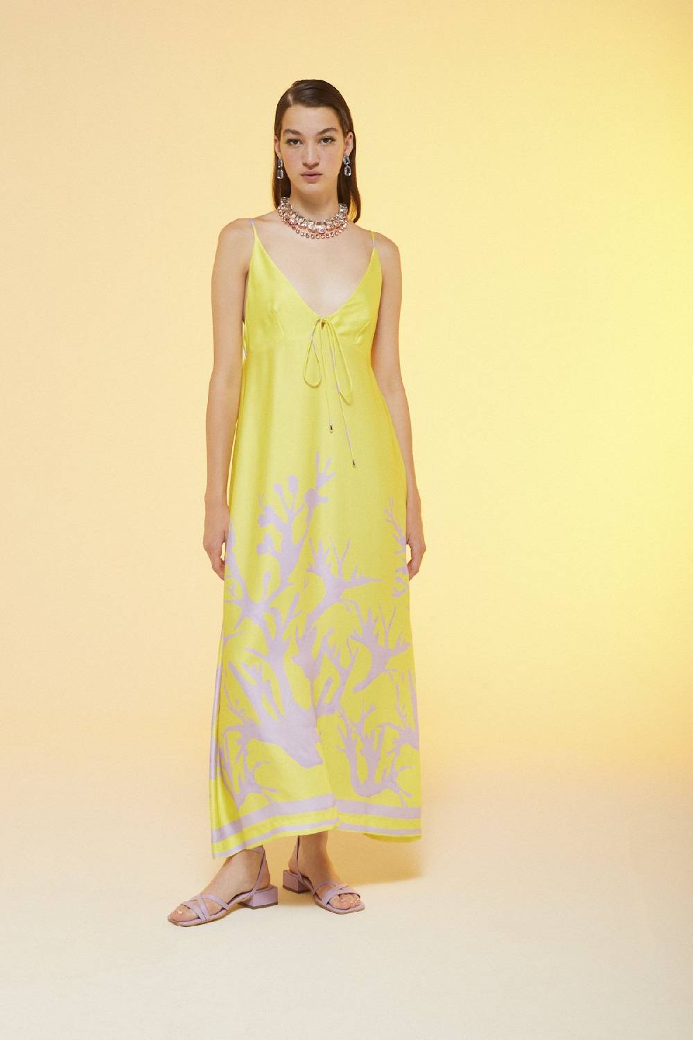 ottod'Ame Printed viscose fluid long dress