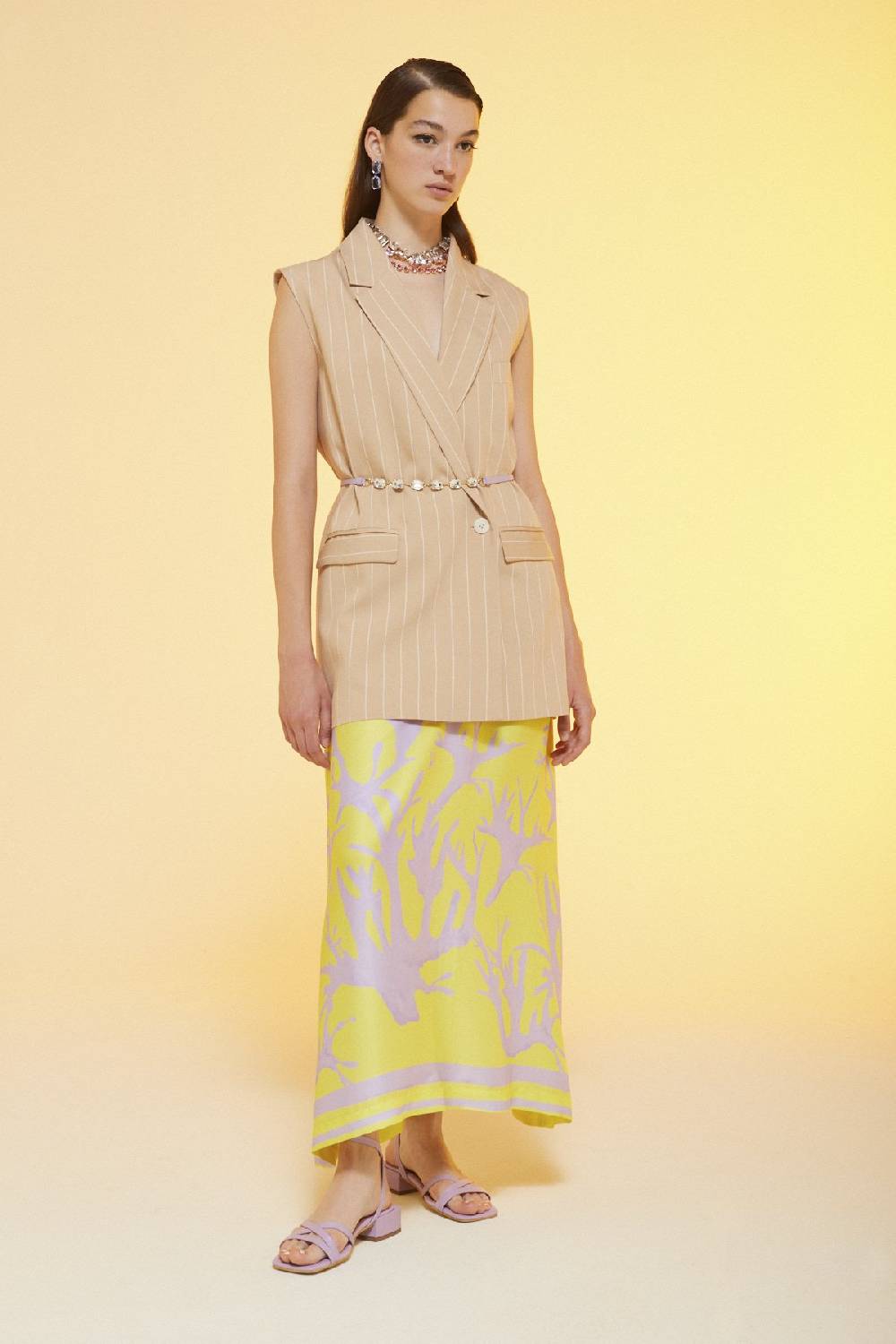 ottod'Ame Printed viscose fluid long dress Promozione temporanea