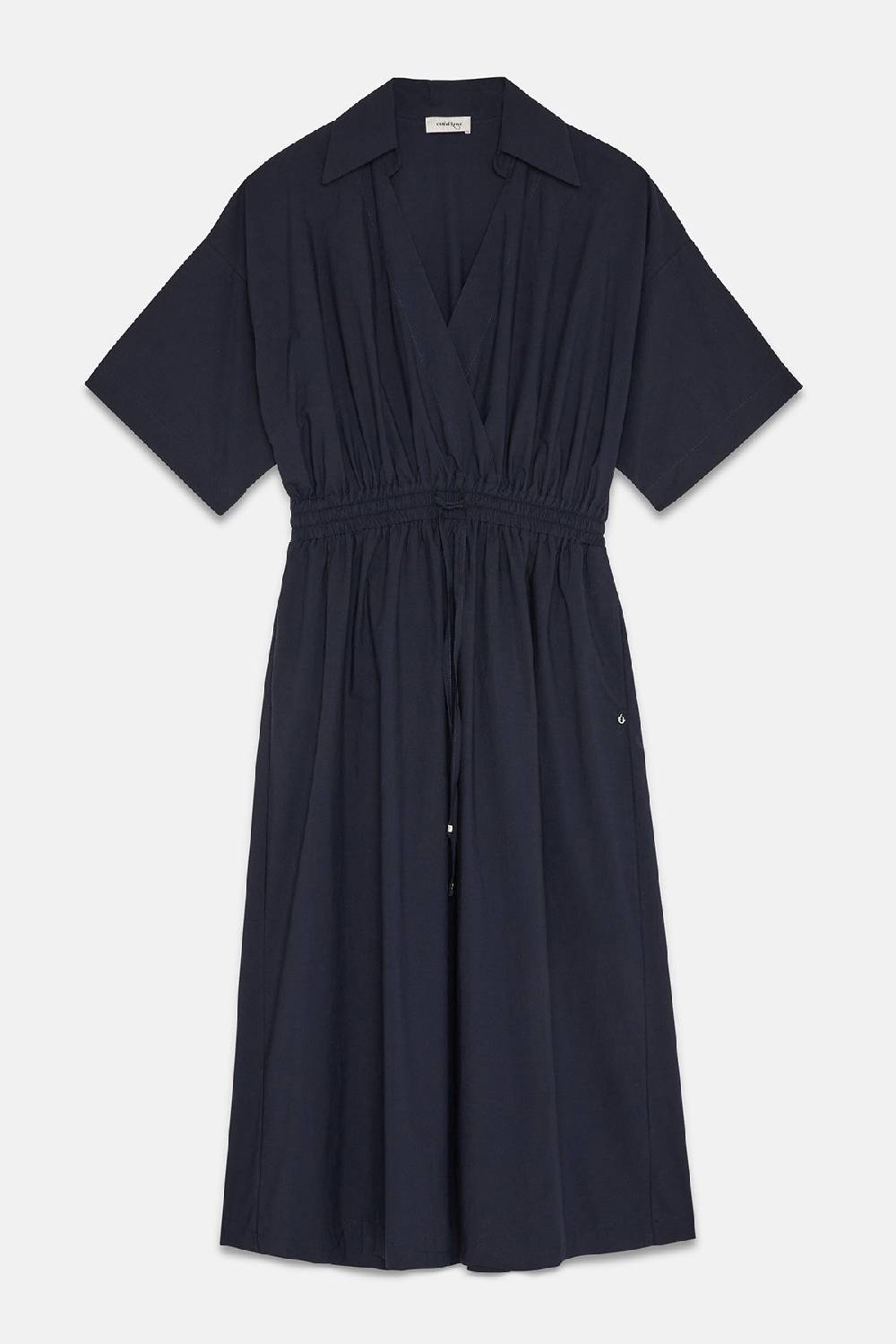 ottod'Ame Poplin midi dress with drawstring Soddisfazione Garantita