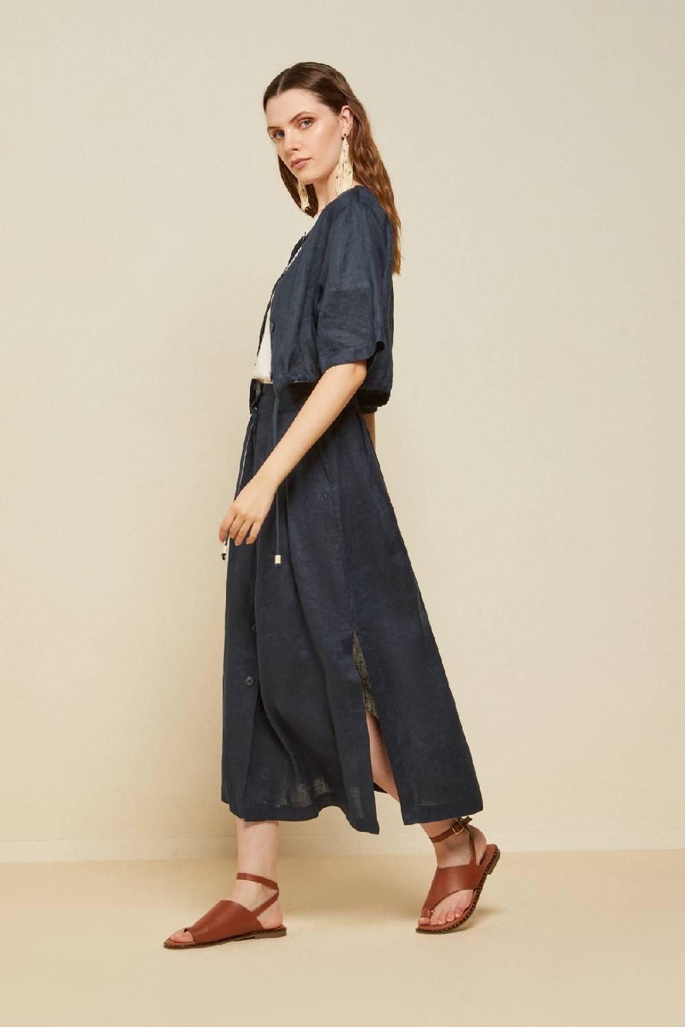 ottod'Ame Linen shirt with drawstring