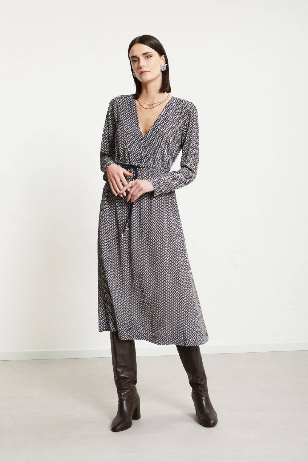 ottod'Ame Viscose midi dress with drawstring