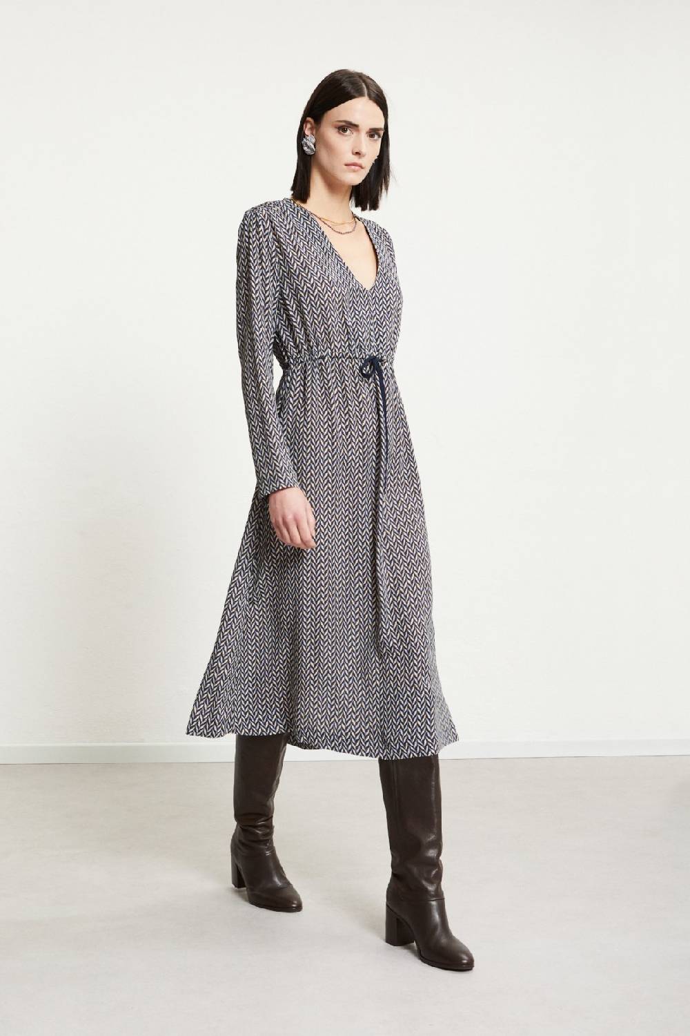 ottod'Ame Viscose midi dress with drawstring Affare Del Giorno