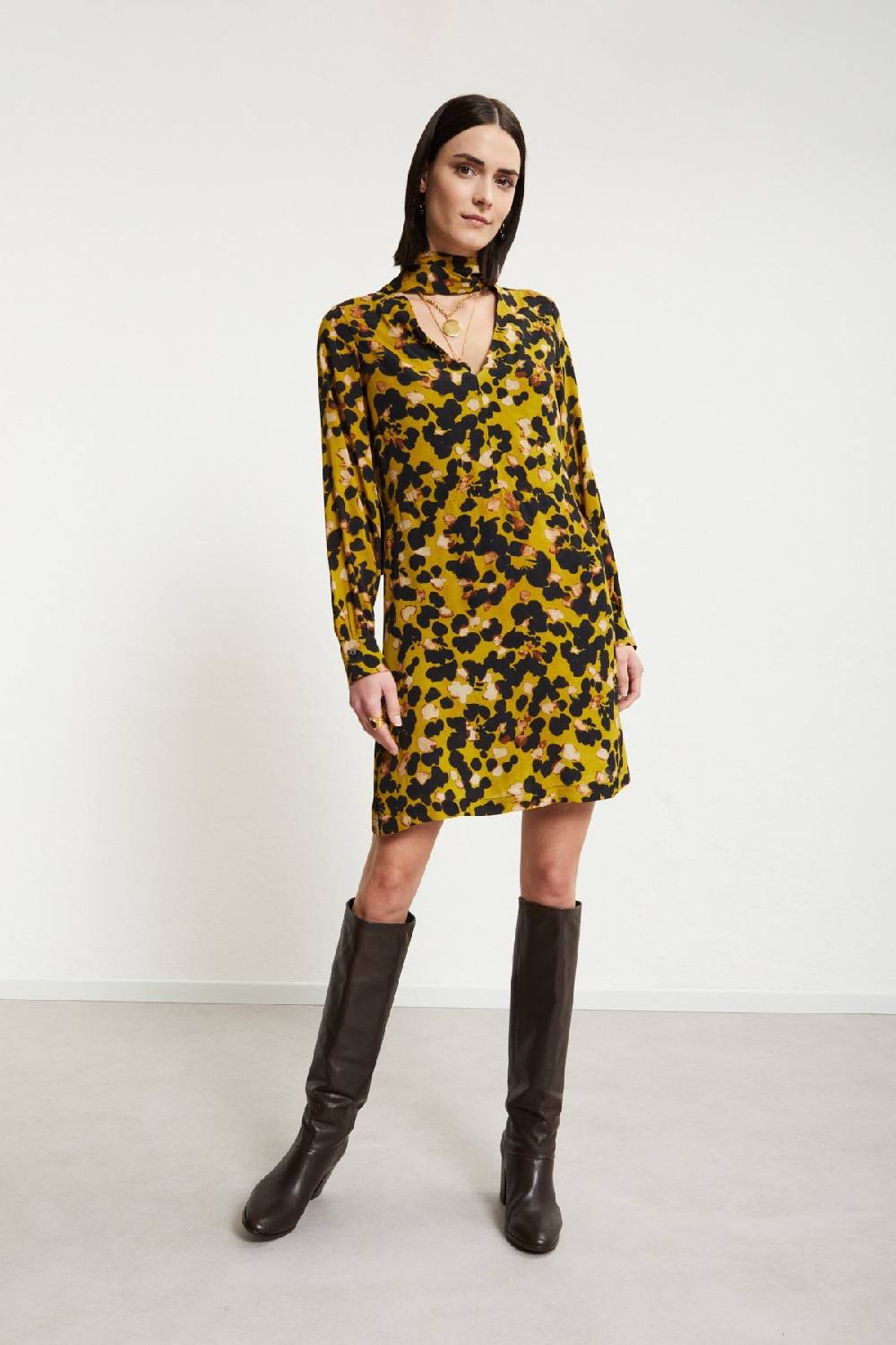 ottod'Ame Viscose short dress with scarf neck Saldi