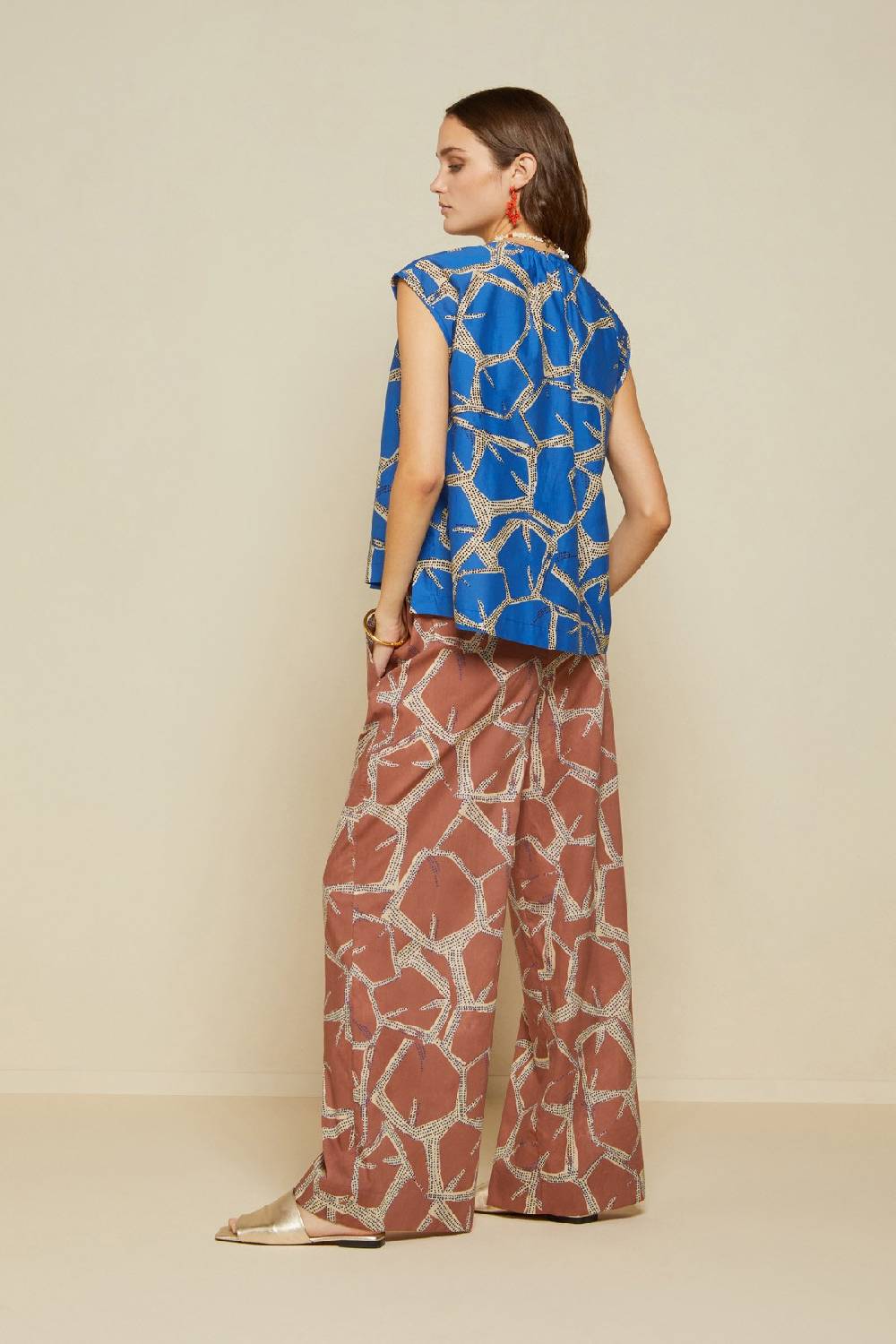 ottod'Ame Printed cotton palazzo trousers Saldi Di Fabbrica