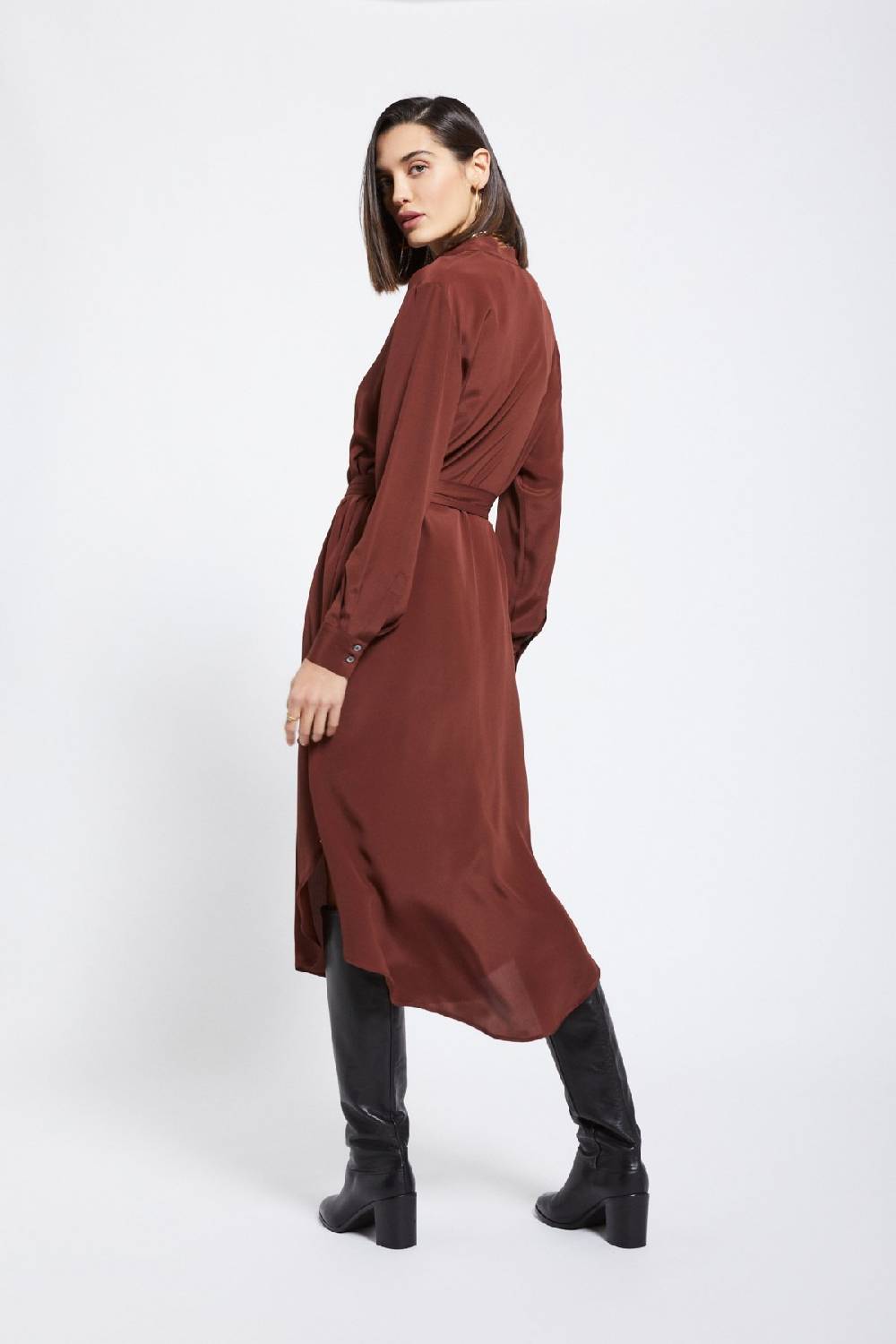 ottod'Ame Silk-blend midi dress with sash Grande vendita