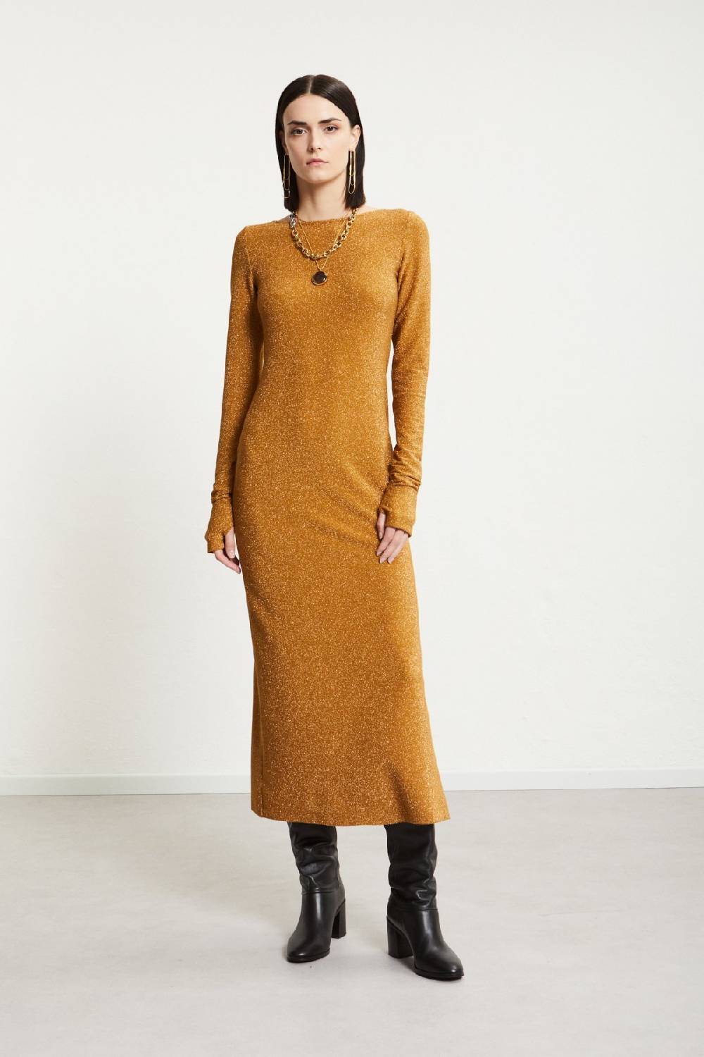 ottod'Ame Viscose long dress with lurex Offerta esclusiva