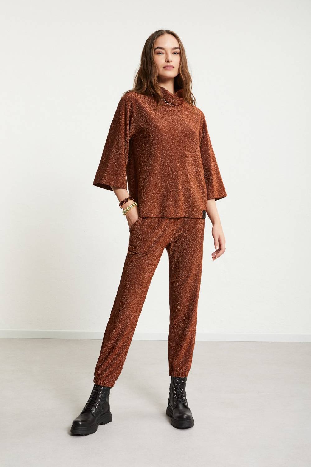 ottod'Ame Viscose blouse with lurex and flared sleeves