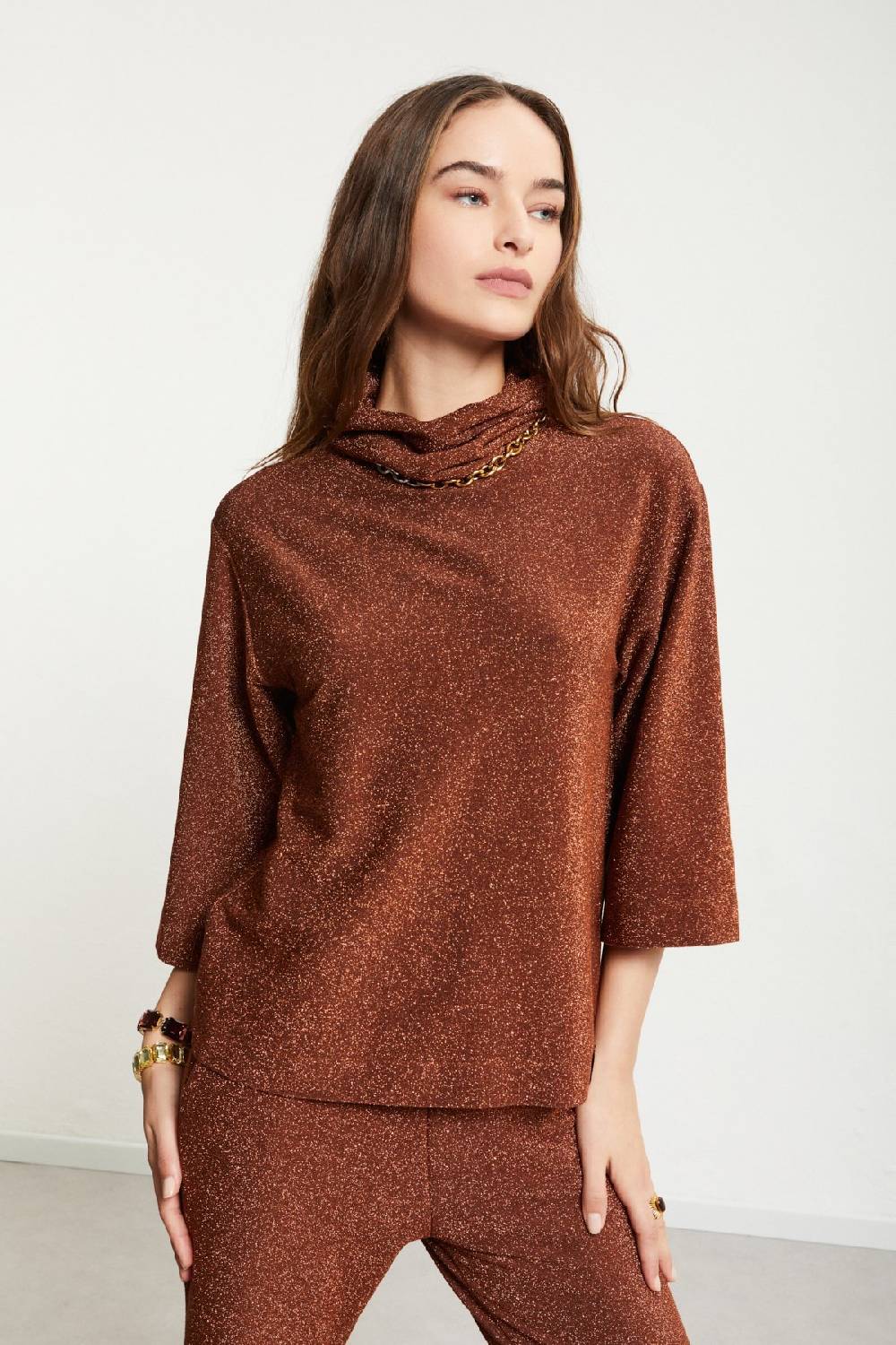 ottod'Ame Viscose blouse with lurex and flared sleeves Offerta Pasqua