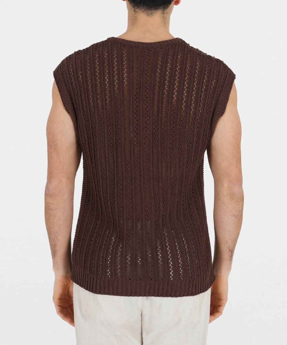 Over D GILET OVER IN MAGLIA CON TRAFORI Nuova