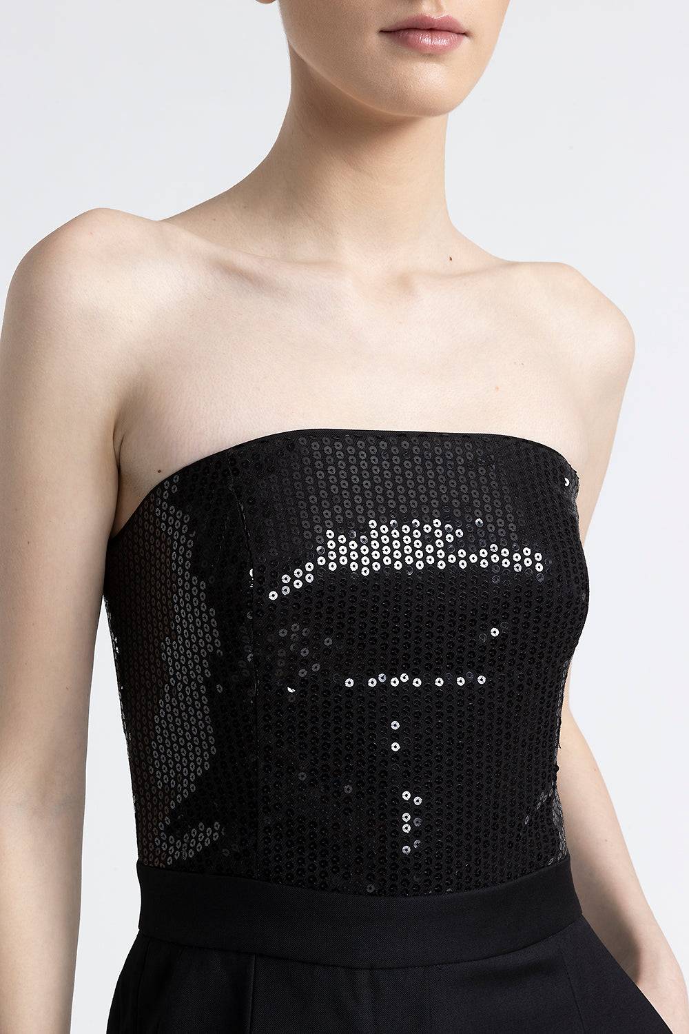 ﻿Peserico Tuta senza maniche in twill con paillettes Spedizione Gratuita