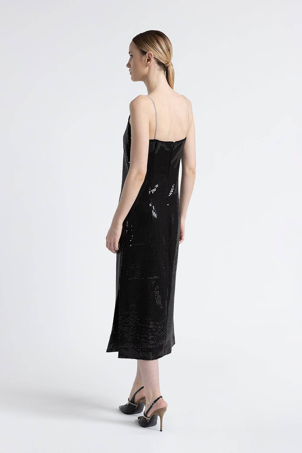Peserico Abito midi in twill di viscosa con paillettes Soddisfazione Garantita