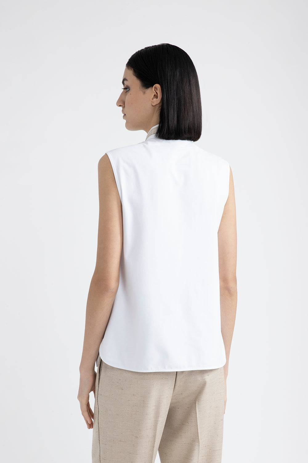 Peserico Top in popeline e jersey di cotone stretch con Punto Luce Saldi