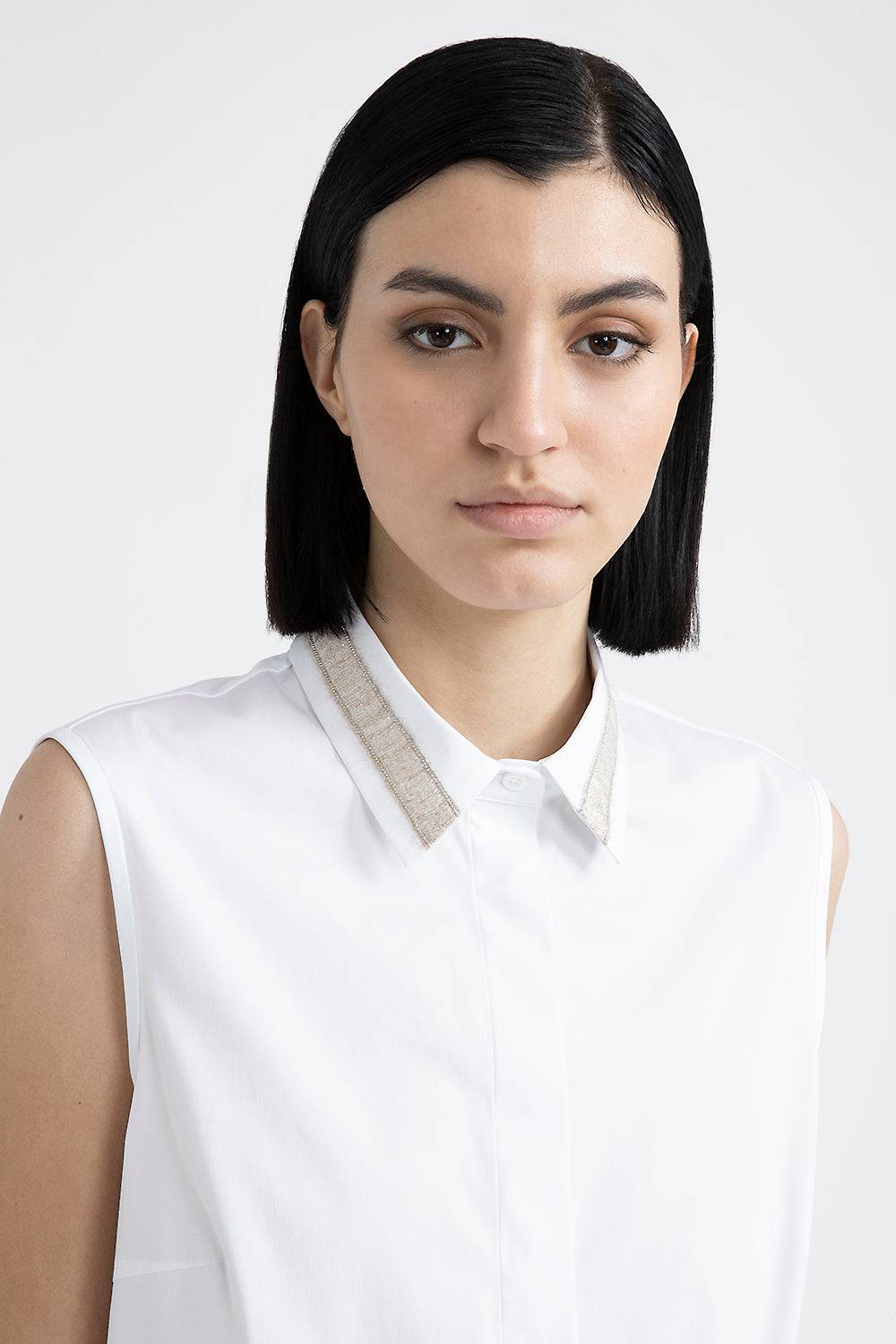 Peserico Top in popeline e jersey di cotone stretch con Punto Luce Saldi