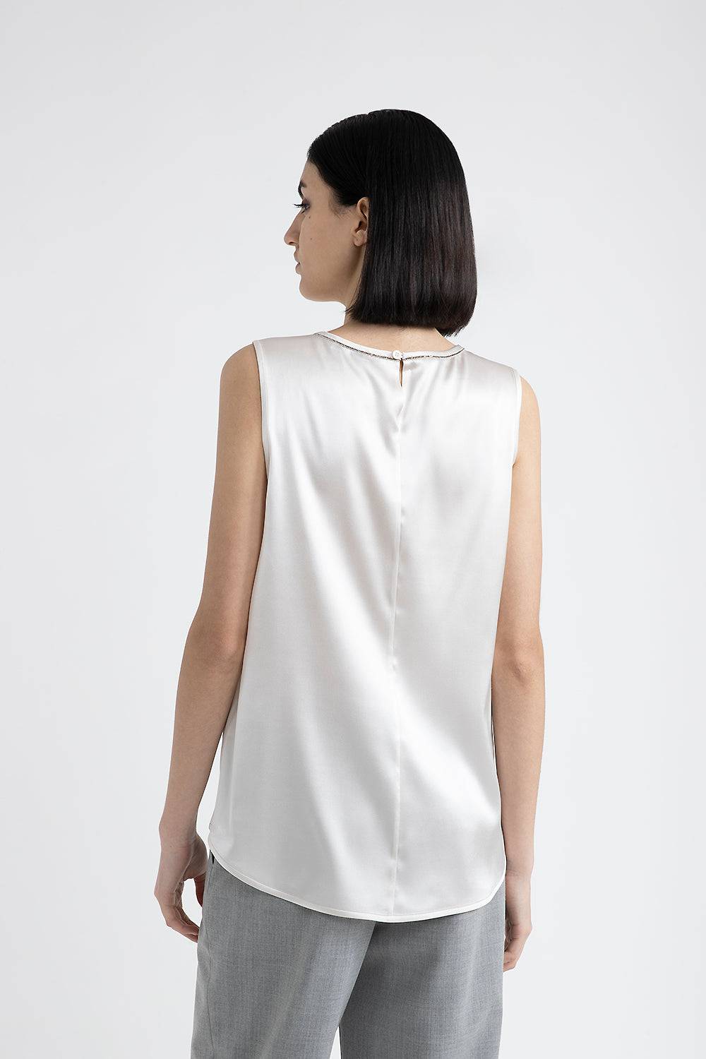 Peserico Top in raso di seta lucido con Punto Luce Offerte
