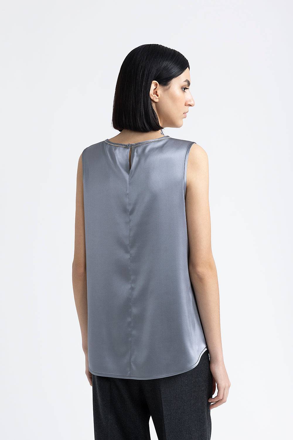 Peserico Top in raso di seta lucido con Punto Luce Hotsell