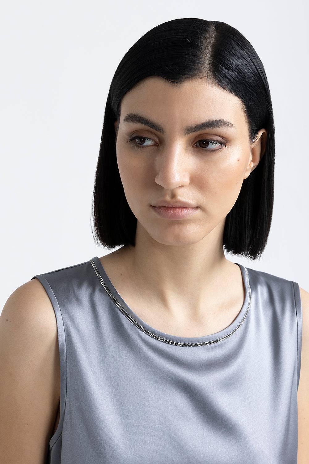 Peserico Top in raso di seta lucido con Punto Luce Hotsell