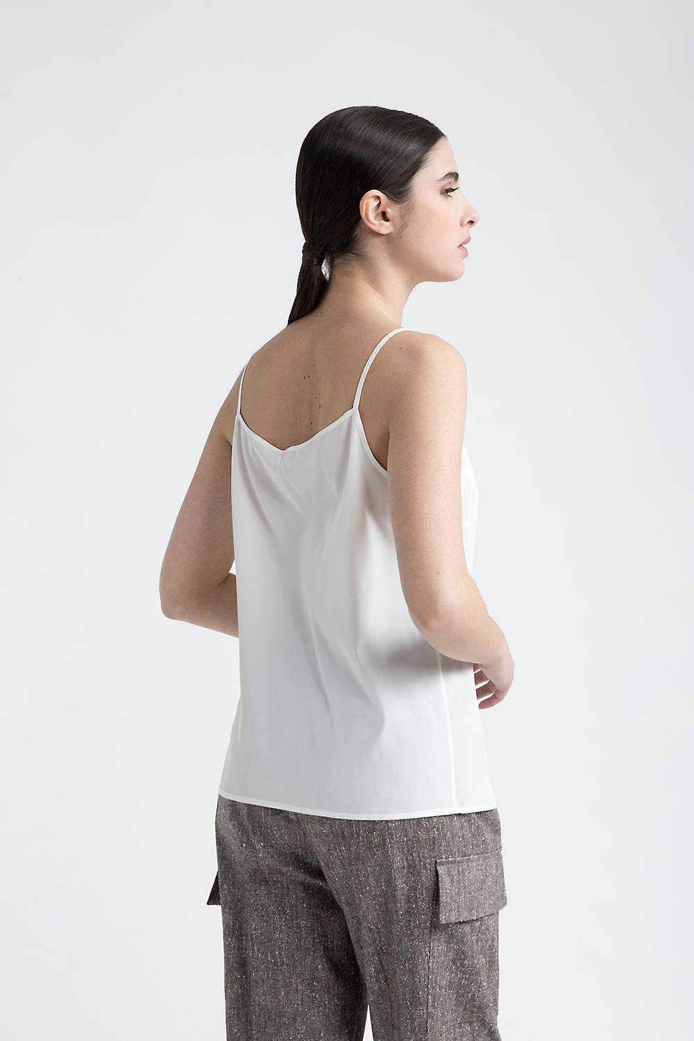 Peserico Top con spalline in crepe de chine in seta stretch Saldi Di Fabbrica