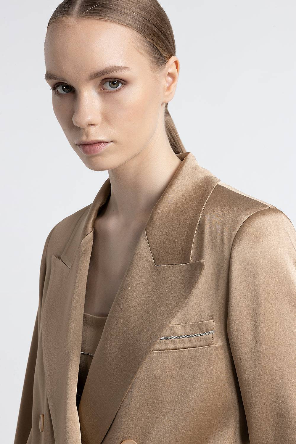 Peserico Blazer doppiopetto in cady enver satin Sconto di tempo limitato