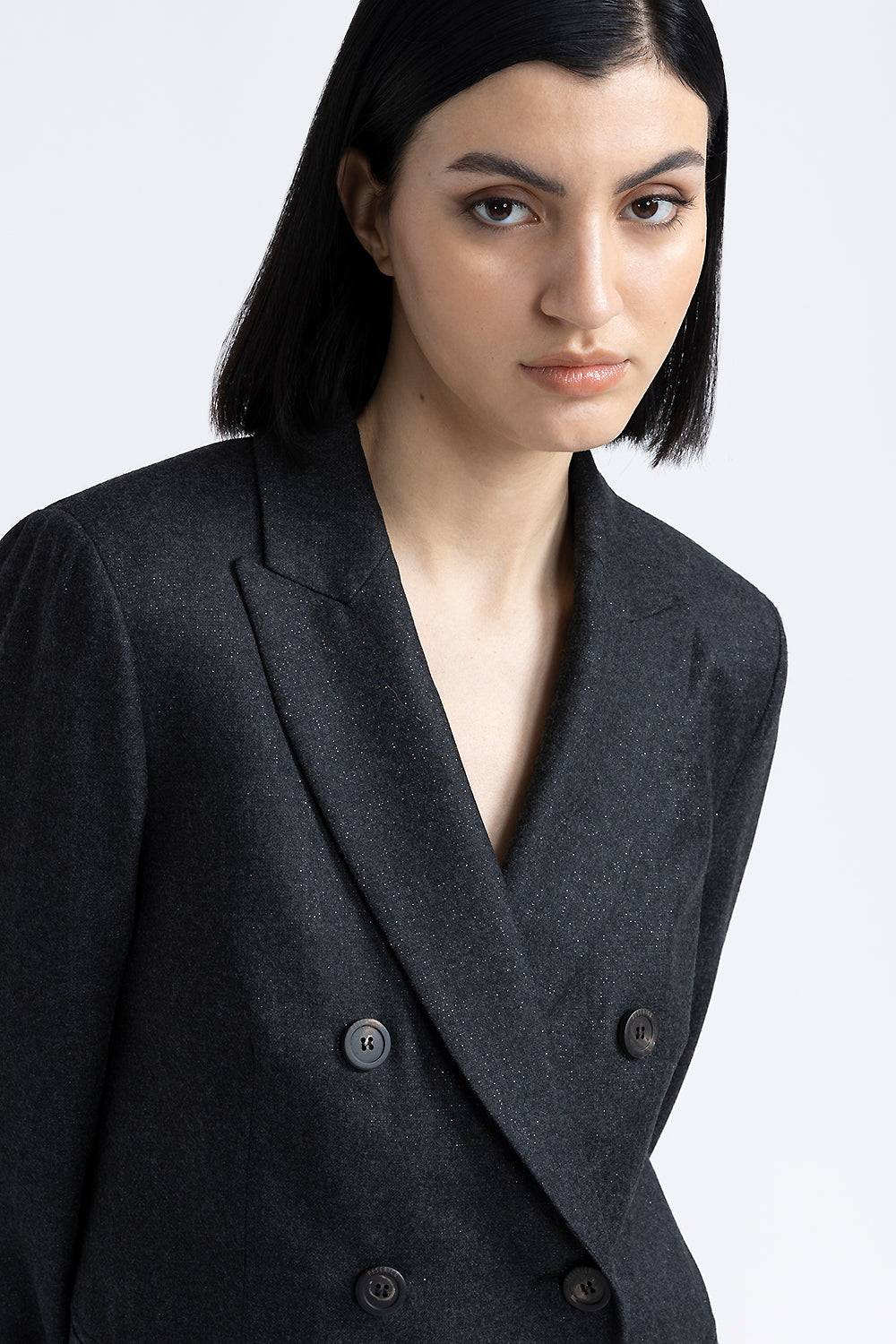Peserico Blazer doppiopetto in flanella di lana lurex Negozio online di fabbrica