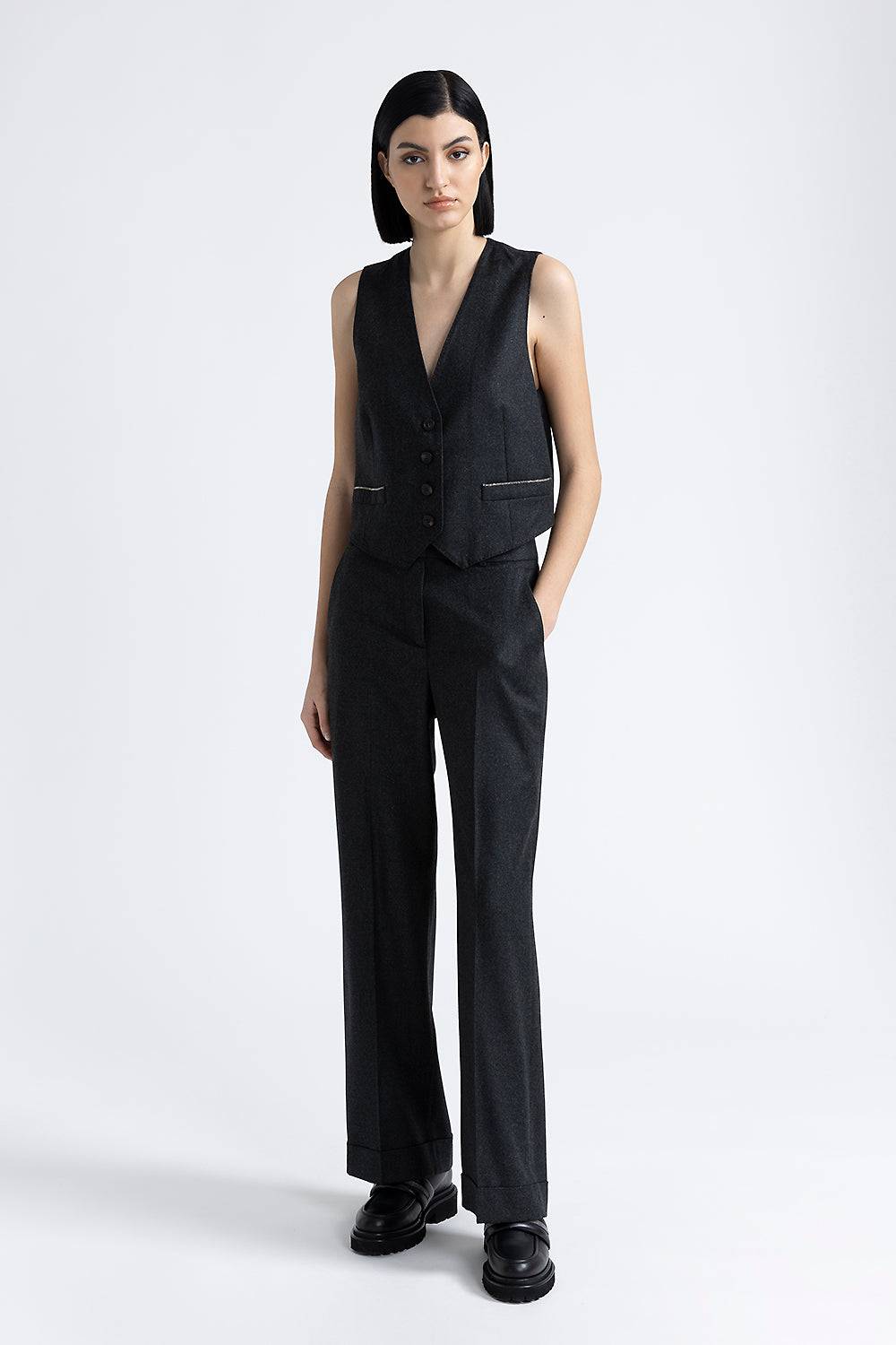 Peserico Gilet di flanella in lana lurex con Punto Luce Prezzo di fabbrica