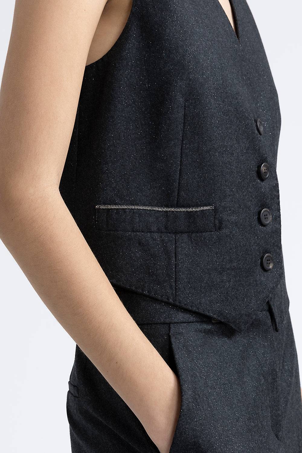 Peserico Gilet di flanella in lana lurex con Punto Luce Prezzo di fabbrica