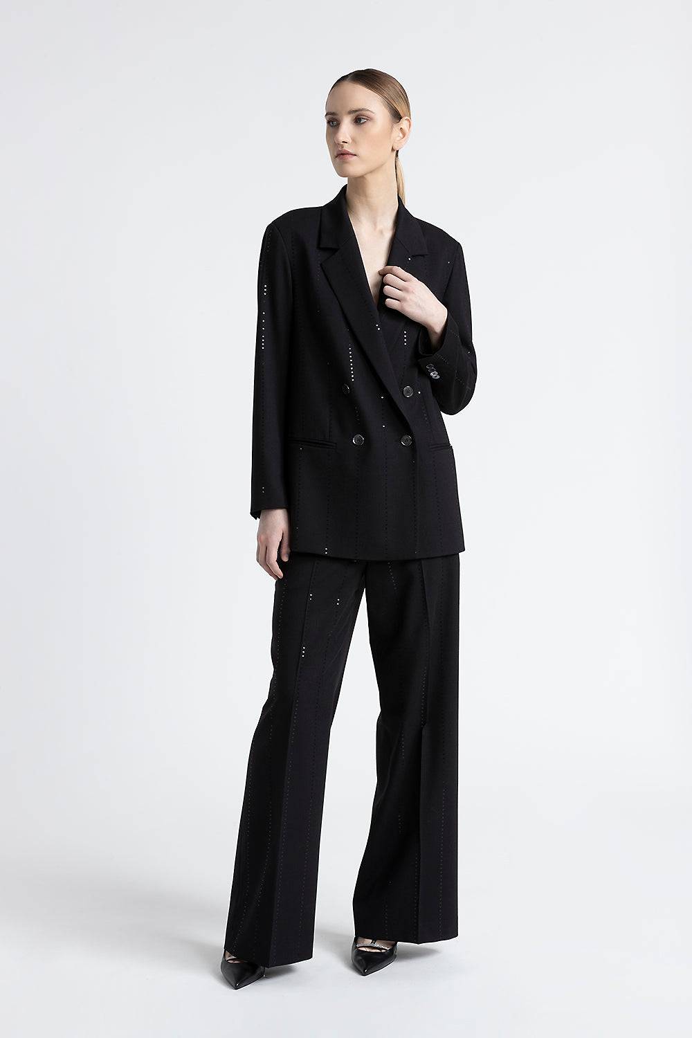 Peserico Blazer doppiopetto in lana tecnica con micropaillettes Vendite stagionali