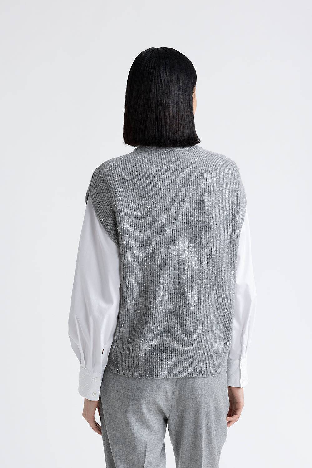 Peserico Cappa senza maniche in lana e cashmere con lurex e paillettes Offerta San Valentino